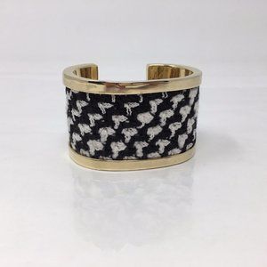ST JOHN Black and White Houndstooth Cuff Bracelet